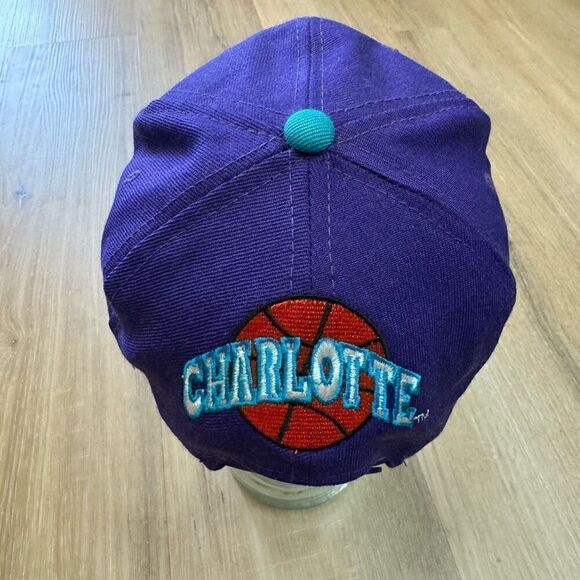 Vintage NBA Men's One Size Charlotte Hornets Embroidered Snapback Hat Teal Retro - Picture 3 of 7